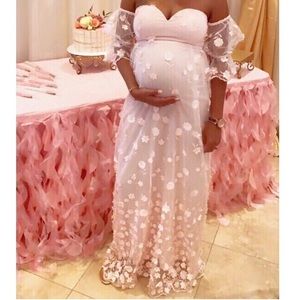 Flower Mesh Maxi Dress